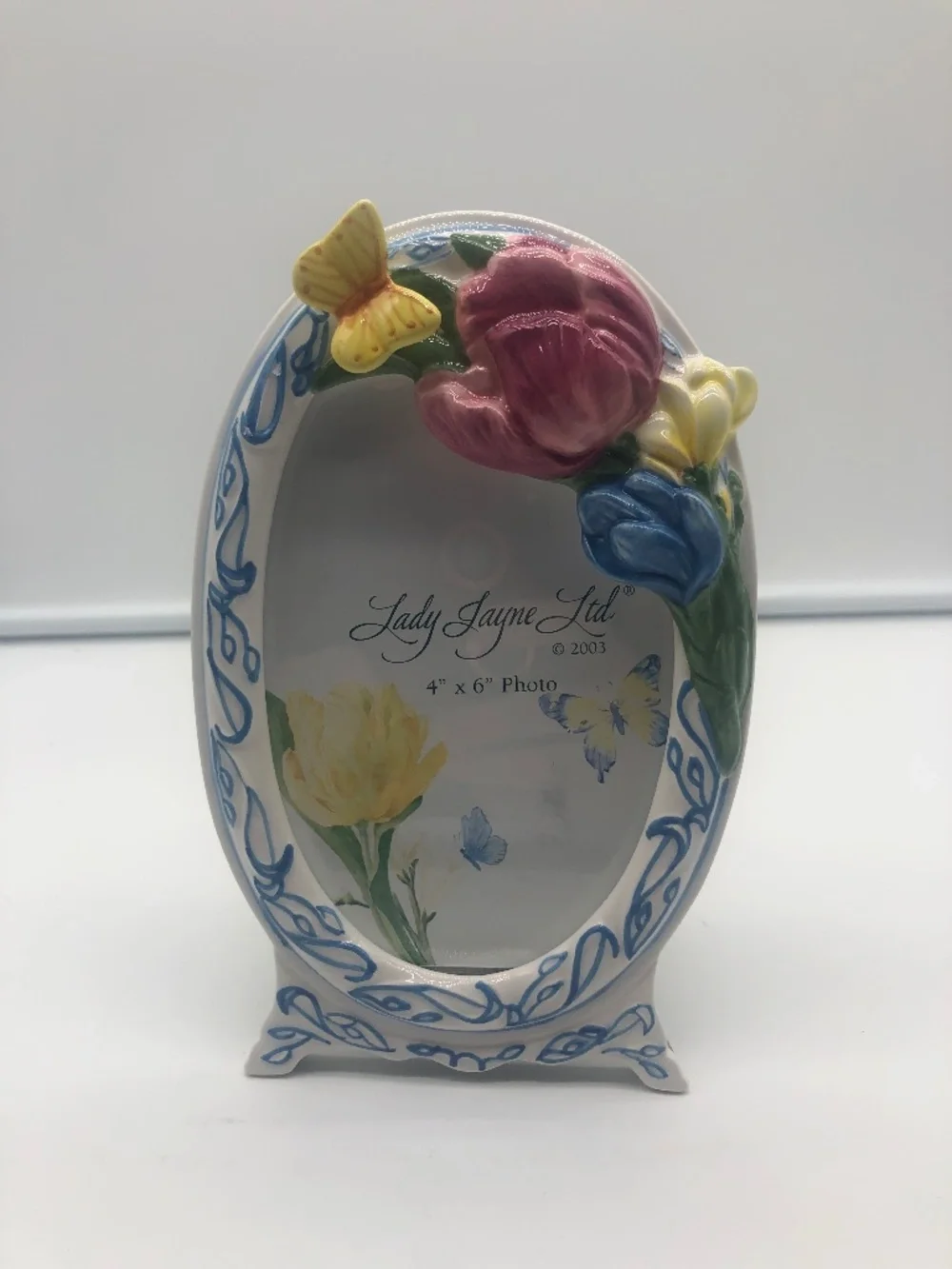 2003 Lady Jayne Ltd  FLOWERS & BUTTERFLY Design Ceramic 4x6